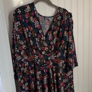 Karina floral faux wrap easy dress 3X